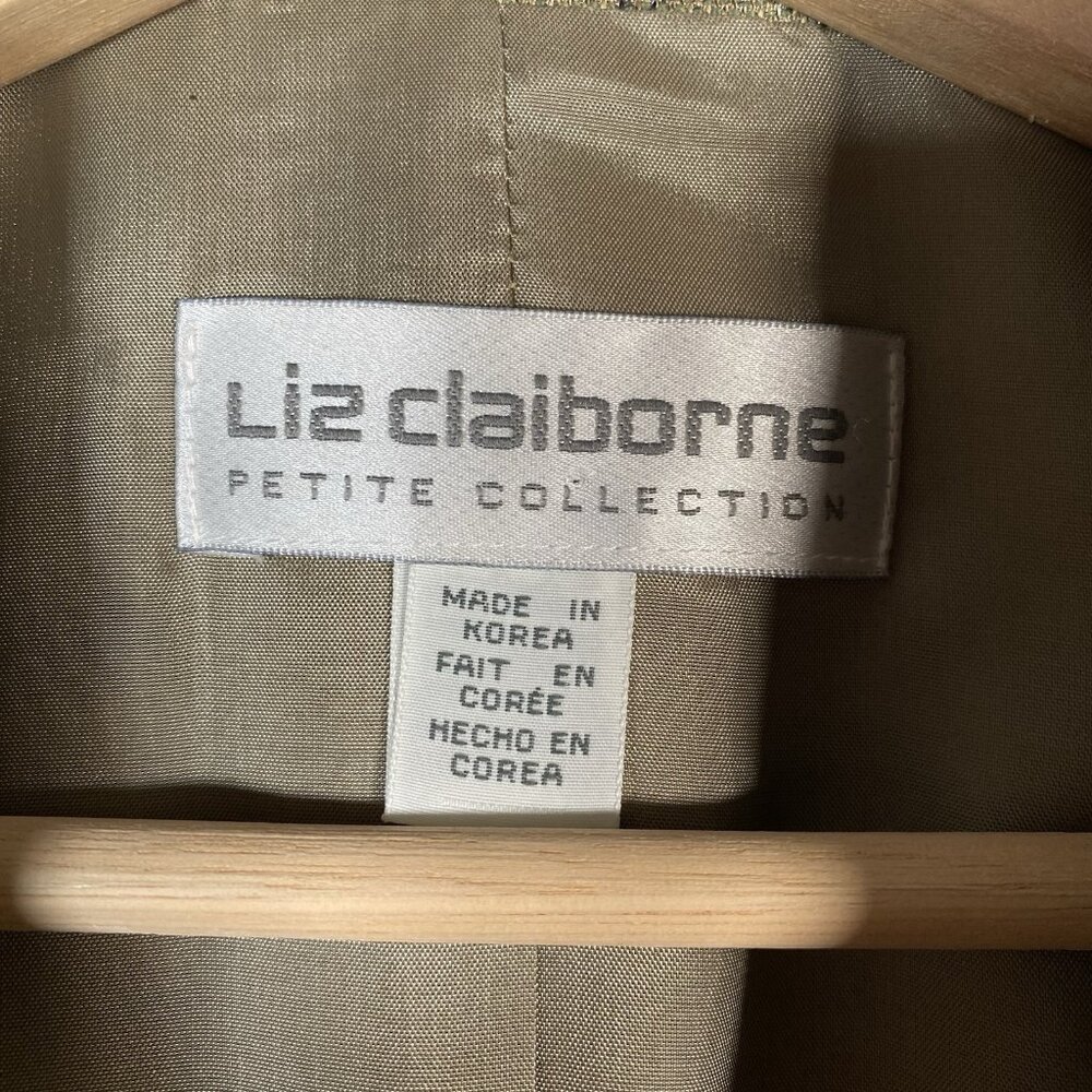 Vintage Liz Claiborne Blazer Women 12 Petite Linen Blend Plaid Academia Heritage - Picture 9 of 15